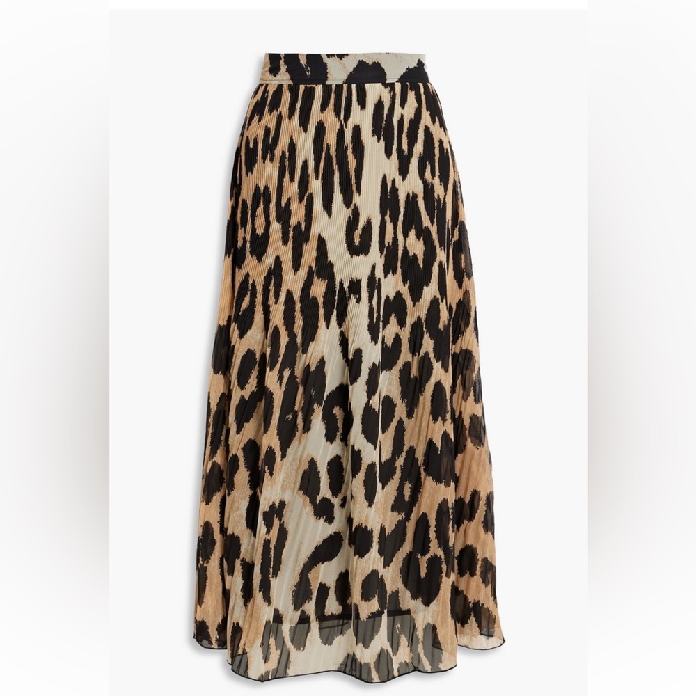 GANNI leopard print chiffon midi skirt